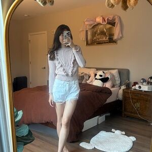 Mauve pink Rebecca Taylor cotton ruffle sweater